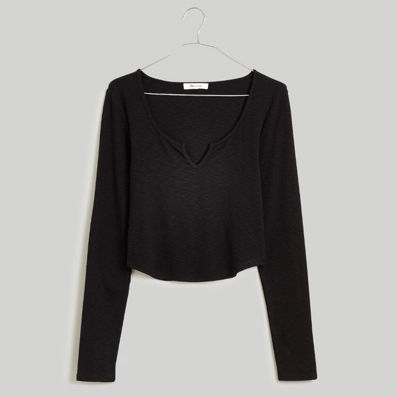 Madewell Split-Neck Long-Sleeve Tee - Picture 1 of 7